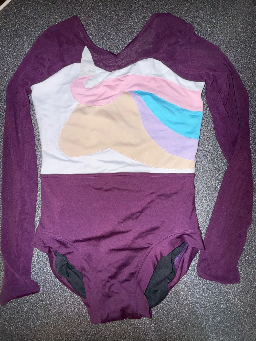 Tiger Friday Long-Sleeve Unicorn One-Piece Leotard in Plum Size Adult Medium